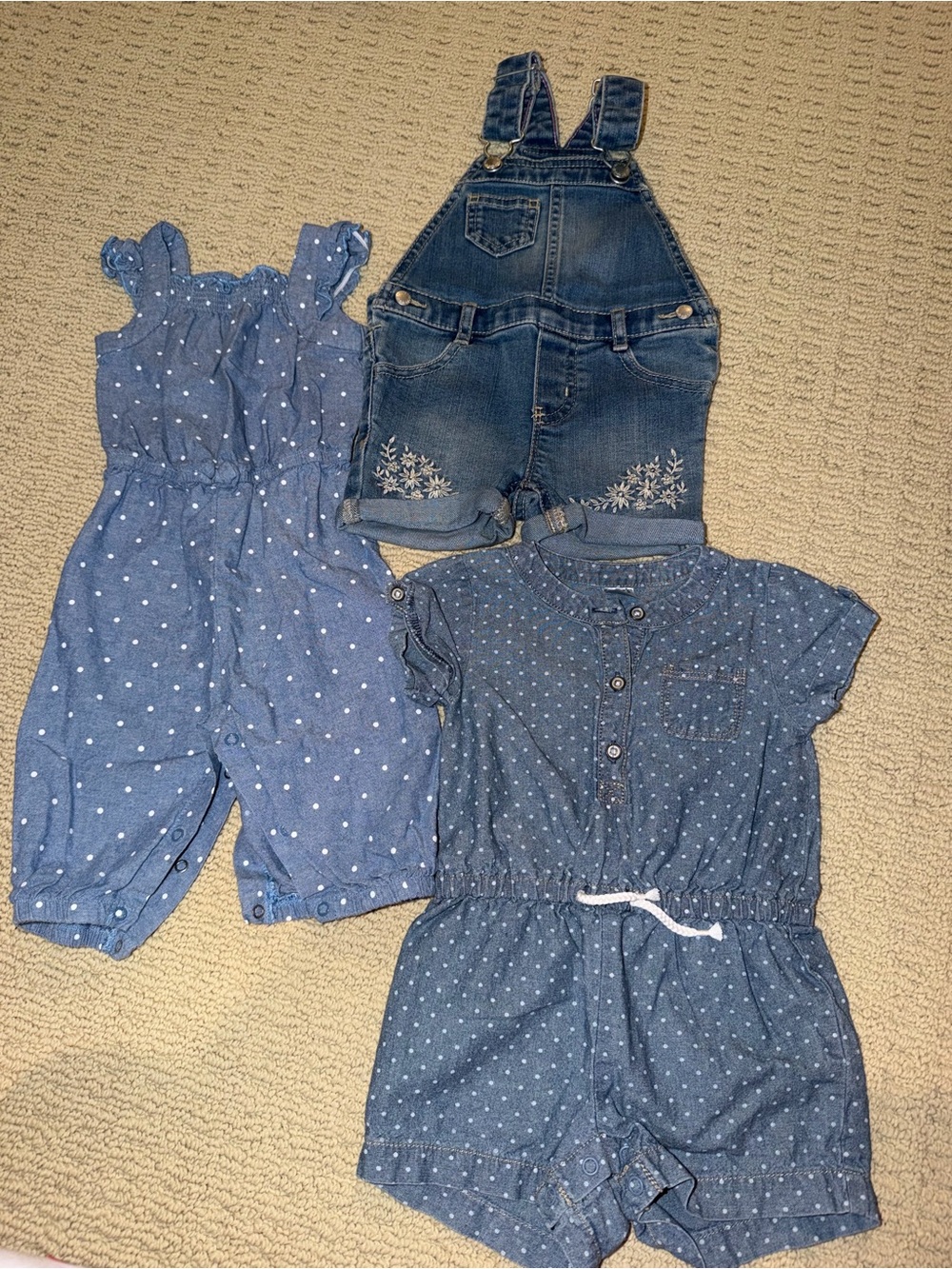 Carter's Blue Denim & Chambray Girls' Overalls and Romper Set